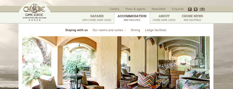 Website for Chobe Game Lodge